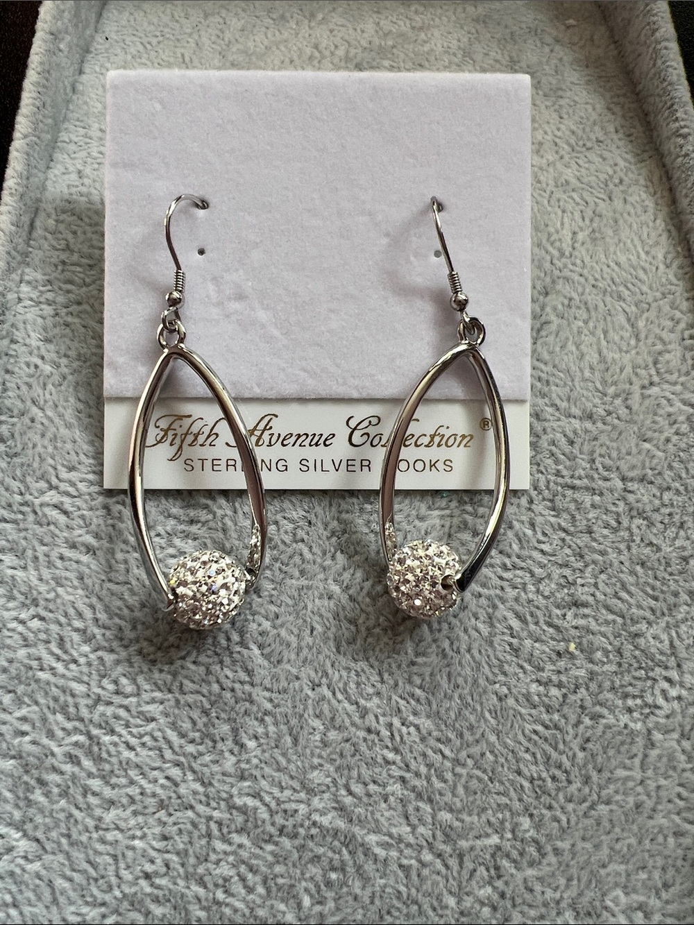 Silver Tone Crystal Drop Earrings - Clear